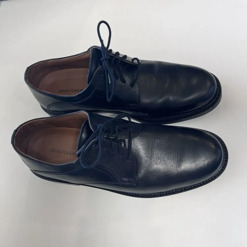 Johnston & Murphy Men’s Black Leather Derby Dress Shoes Lace-Up 11 M Lined